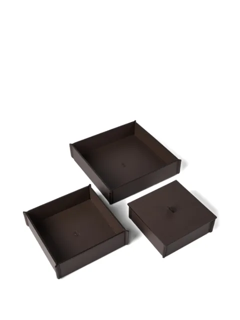 Brunello Cucinelli leather organizer boxes (pack of three) Brown MLZSECPNT1C7891