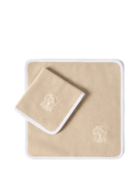 Brunello Cucinelli 2-piece cotton terrycloth hand towel set with embroidery Neutrals MLB925153C072