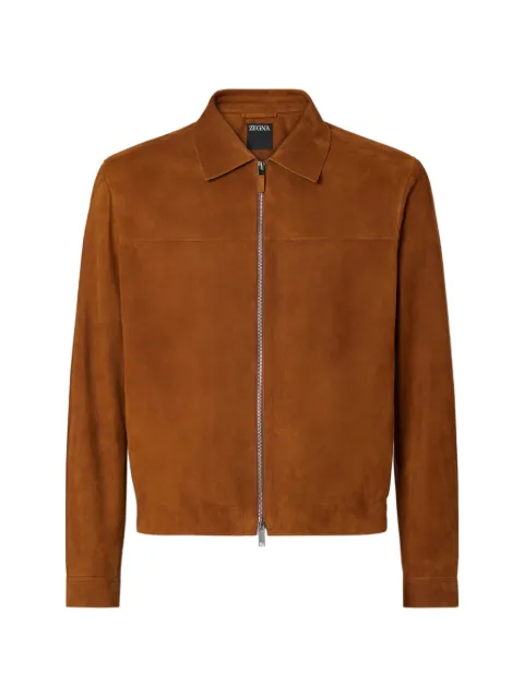 Zegna point-collar shirt jacket Brown UHPSRA3H194P