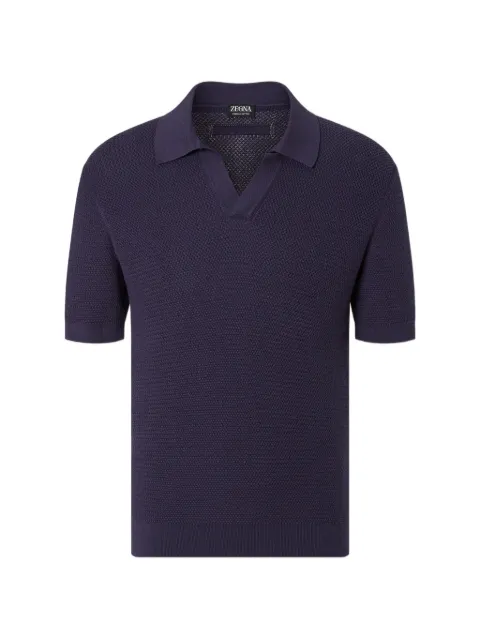 Zegna waffle-knit V-neck T-shirt Purple UHC26A3C31