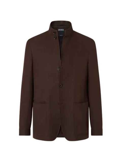 Zegna Il Conte Oasi Lino buttoned jacket Brown 373C69A31GCLQ0