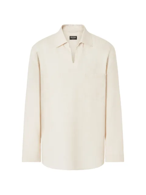 Zegna long-sleeved polo shirt Neutrals UHX62A3SRF12