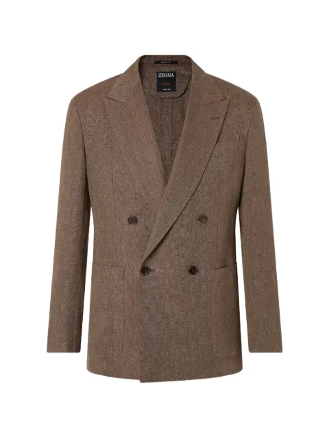 Zegna double-breasted oasi lino jacket Brown 373001A310JBN0