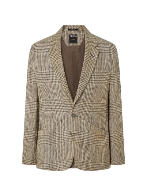 Zegna crossover-check single-breasted linen blazer Neutrals 387098A31N3AH0