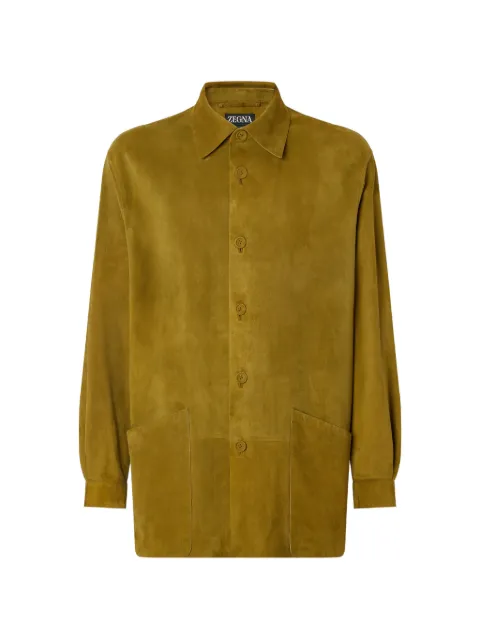 Zegna buttoned leather overshirt Green CHHAFA3HP818