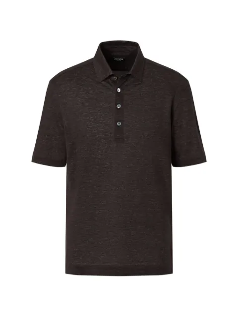 Zegna dark brown oasi lino polo shirt Grey UH352A3H770