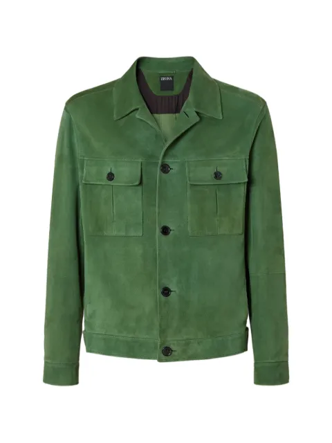 Zegna suede flap-pocket jacket Green UHPSEA3H162