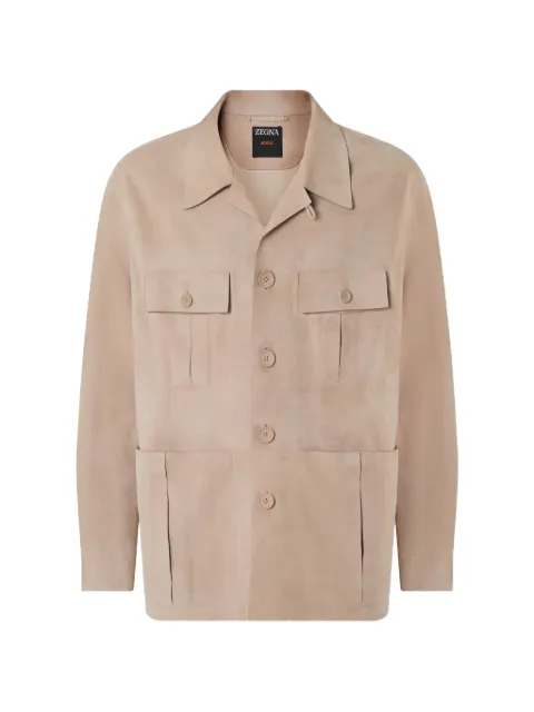 Zegna pocket-details leather sahariana jacket Neutrals CHHAFA3HP812