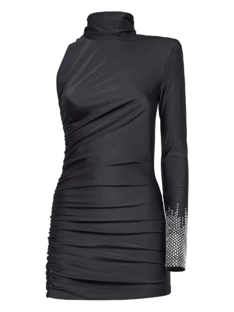 Alina rhinestone gathered one-shoulder dress Black DNLW25402009