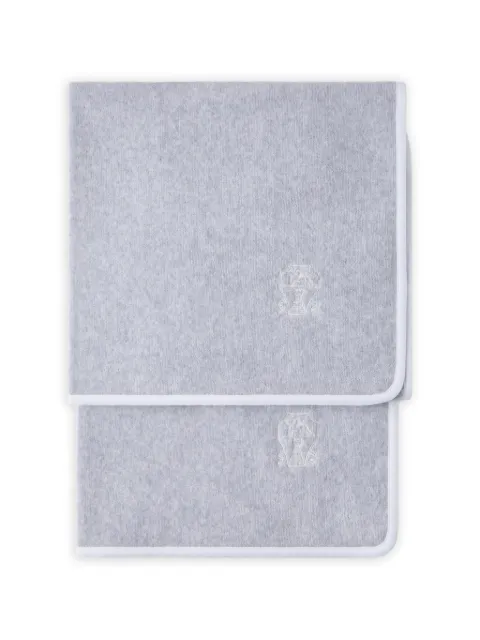Brunello Cucinelli 2-piece cotton terrycloth bath towel set with embroidery Grey MLB925155C928