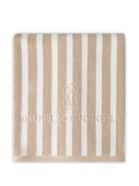Brunello Cucinelli striped embroidered beach towel Neutrals MLSPUBS02C9672