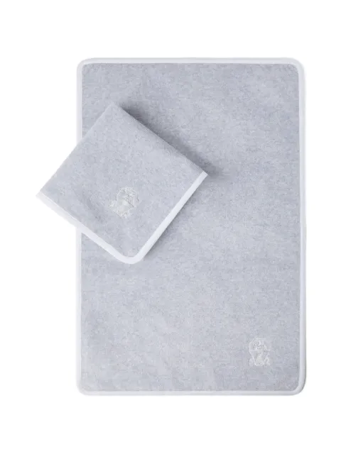 Brunello Cucinelli 2-piece cotton terrycloth towel set with embroidery Grey MLB925154C928