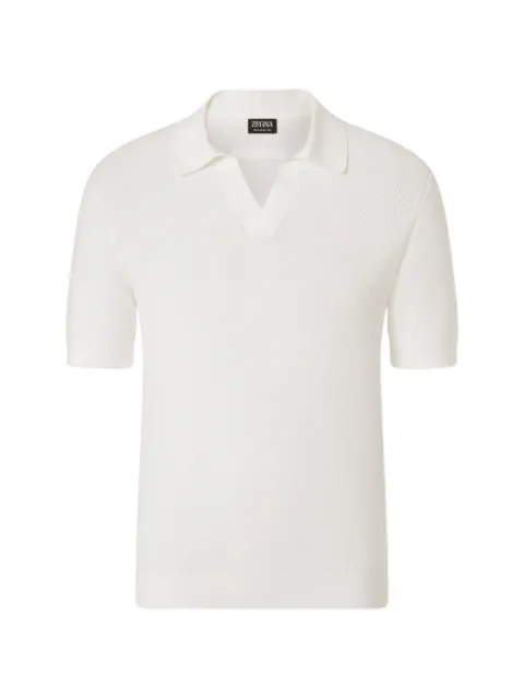 Zegna Oasi V-neck cotton polo shirt White UHC26A3C31N01