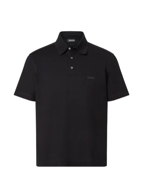 Zegna black cotton polo shirt Black UH348A3H794