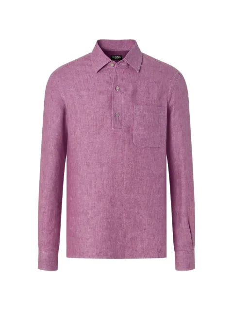Zegna long-sleeve chest-pocket shirt Purple UHX51A3SRF13