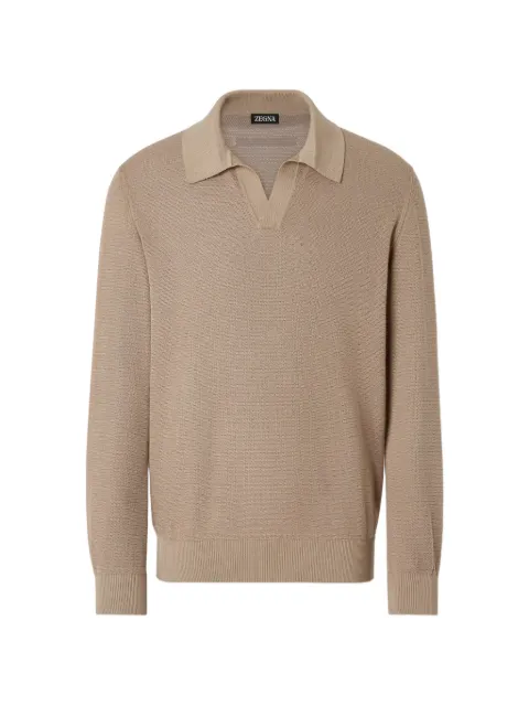 Zegna polo-collar T-shirt Neutrals UHH95A3131