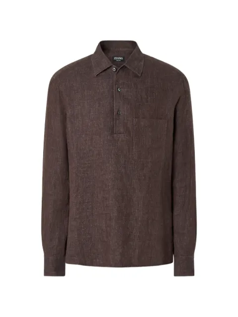 Zegna Oasi linen polo shirt Brown UHX51A3SRF13