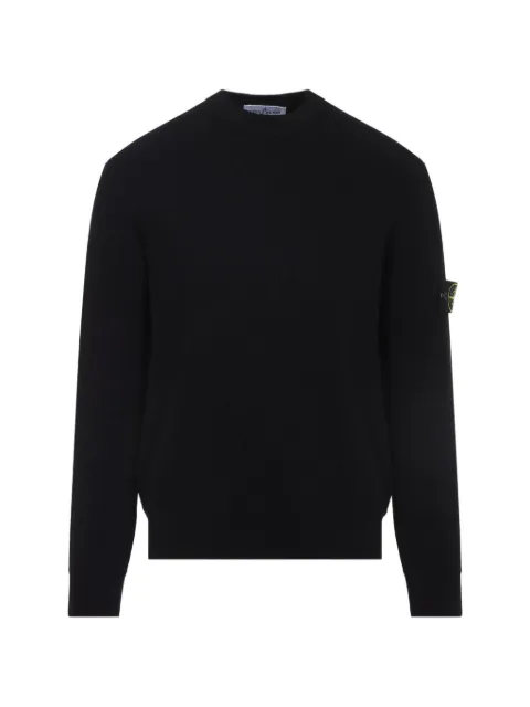 Stone Island logo-patch ribbed-knit sweater Black L2S155100154S00D8