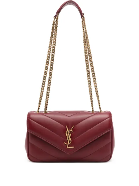 Saint Laurent small Loulou chevron-quilted chain-strap shoulder bag Red 801437AAEAX