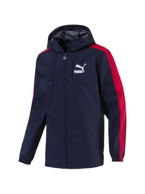 PUMA logo-print hooded jacket Blue 576349