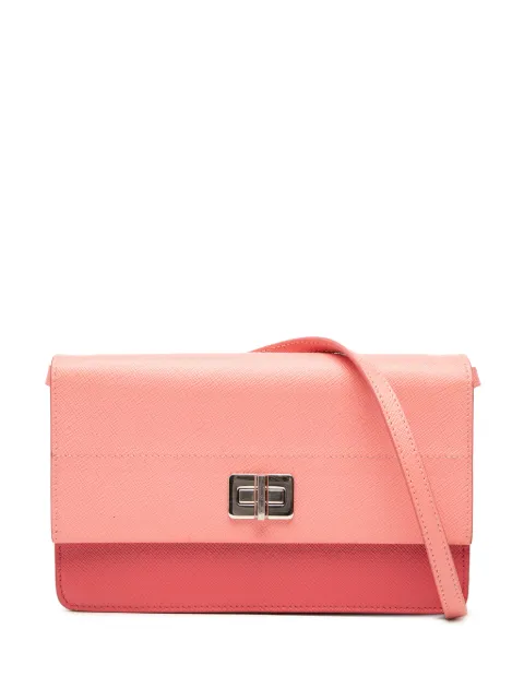 Prada Pre-Owned 2010-2025 Saffiano Turn Lock Wallet on Strap crossbody bag Pink UZ3XFDV3C173MQKR