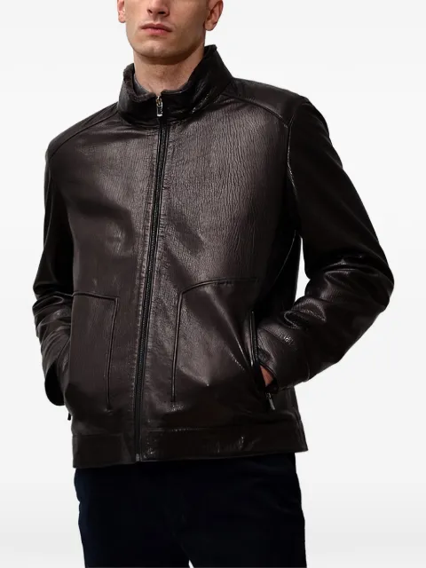 Poche Paris zip leather jacket Black MW958BLACK