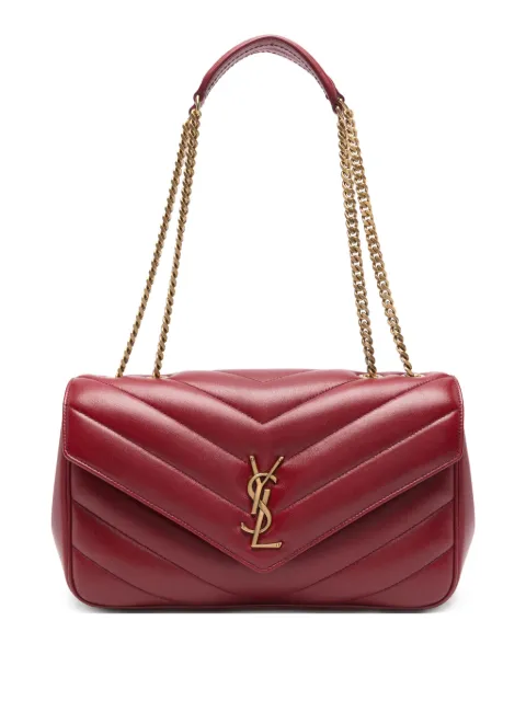 Saint Laurent medium Loulou chevron-quilted chain-strap shoulder bag Red 801439AAEAX
