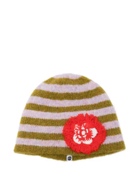 YANYAN KNITS fuzzy-flower beanie Purple YYW252981