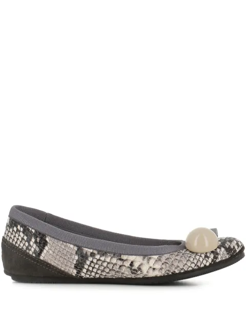 Dove Nuotano Gli Squali Becky snake-print appliqué ballet flats Grey BECKY