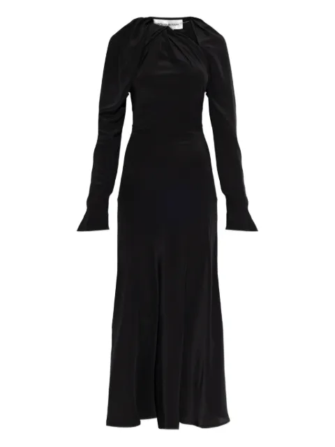 Victoria Beckham long-sleeve twisted midi dress Black 1126WDR007088A