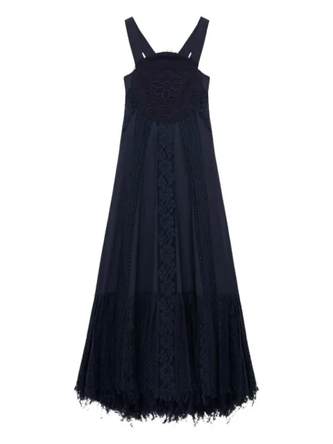 LOEWE lace-appliqué midi dress Blue S616Y09XBD5110
