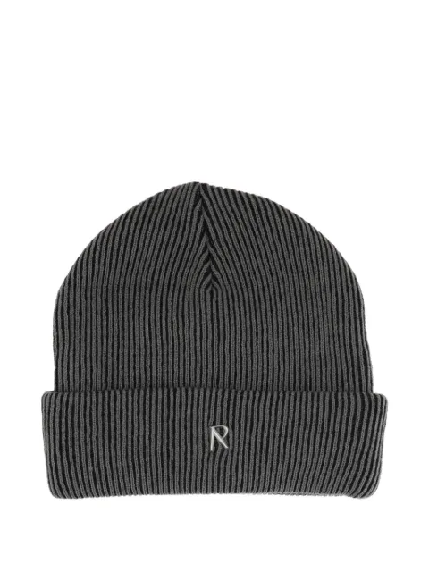 Represent ribbed logo-plaque beanie hat Grey MLM10035447