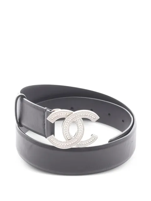CHANEL Pre-Owned 1986-1988 CC rhinestone-embellished belt Black 1029859