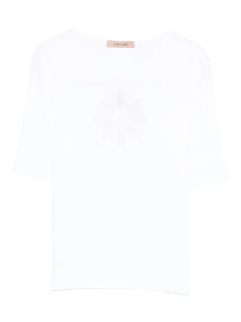 TWINSET floral-appliqué T-shirt White 261TP2091