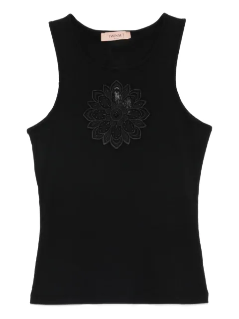 TWINSET floral-appliqué tank top Black 261TP2090