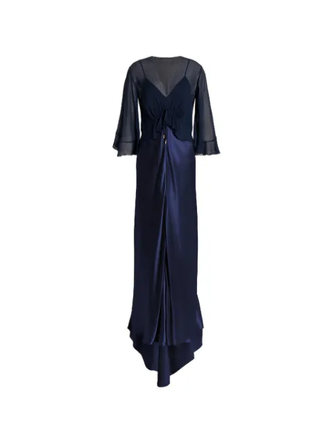 Alberta Ferretti ruffled satin-finish maxi dress Blue AEF261U04061627