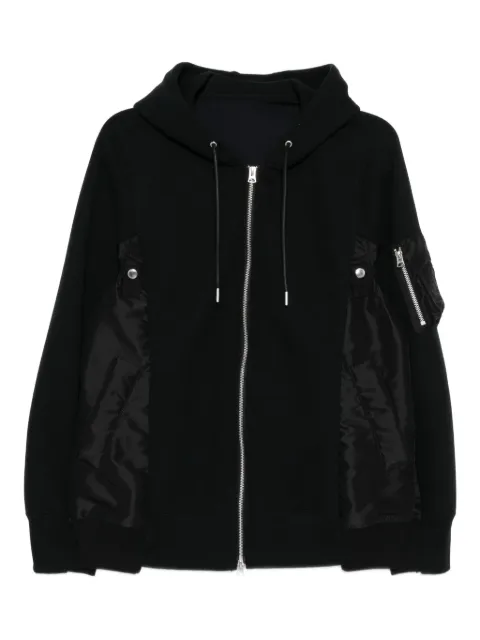 sacai drawstring hood bomber jacket Black SCM324