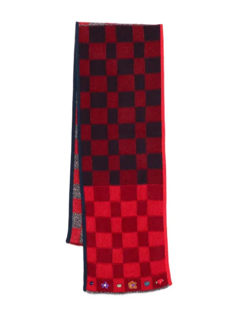 YANYAN KNITS checked scarf Red YYW252781