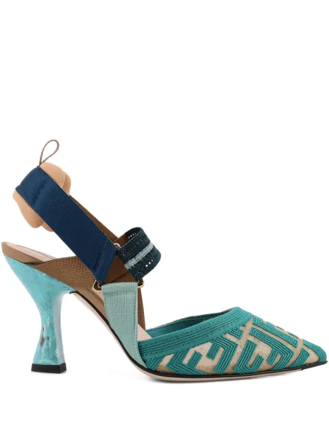 FENDI Colibrì logo-print straps pumps Blue 8J8875AWCX