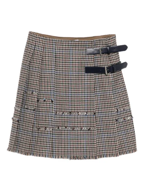 Dice Kayek houndstooth-print pleated skirt Neutrals FW25J406