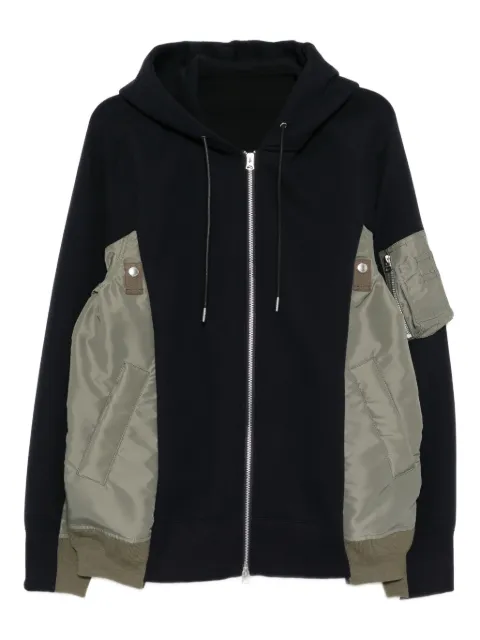 sacai drawstring hood bomber jacket Blue SCM324