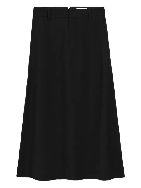 AMI Paris blended linen tailor construction long trapeze skirt Black E26FSK454VI0052