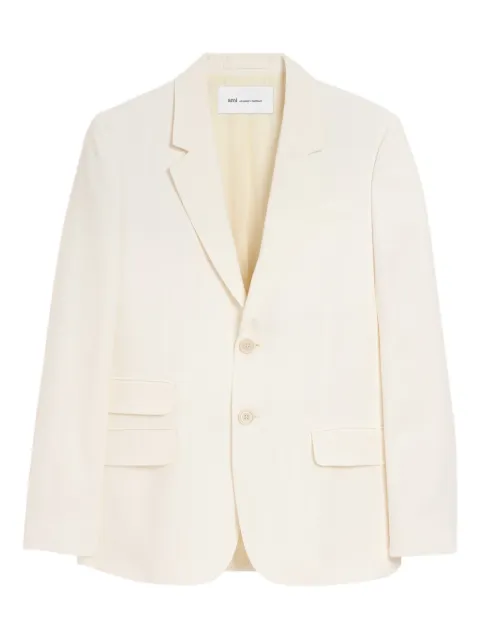 AMI Paris blended linen single breasted straight jacket Neutrals E26HBV763VI0052