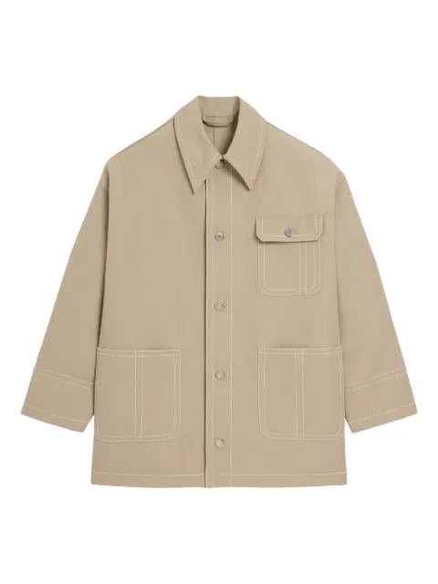 AMI Paris patch-pocket worker jacket Neutrals E26UJK880CO0212