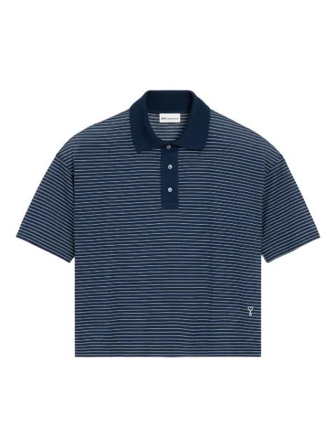 AMI Paris cotton striped Ami De Coeur polo Blue E26UPL422JE0212