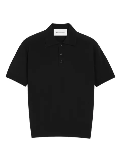 AMI Paris short-sleeves knit polo shirt Black E26HPL436KN0159