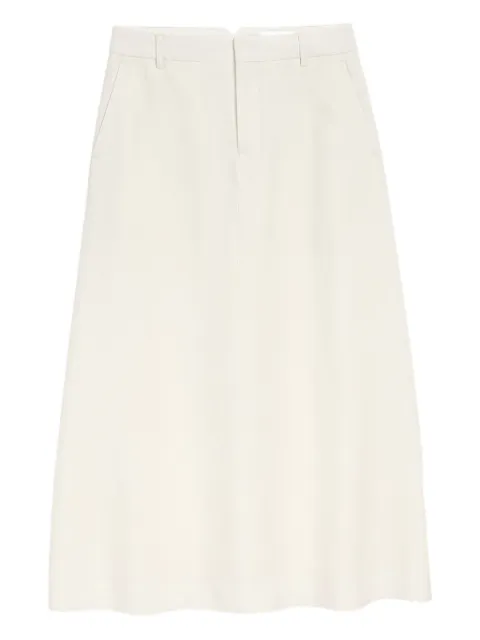AMI Paris blended linen tailor construction long trapeze skirt White E26FSK454VI0052