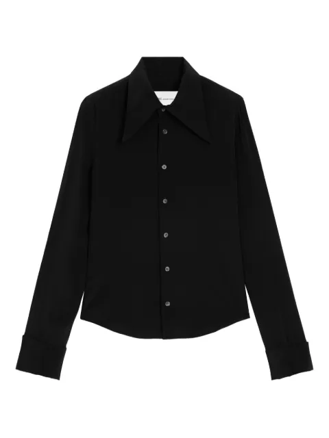 AMI Paris blended silk sharp collar adjusted shirt Black E26FSH817AC0020