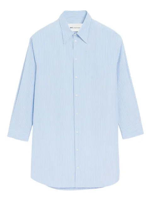 AMI Paris Ami De Coeur striped popeline shirt dress Blue E26UDR663CO0219