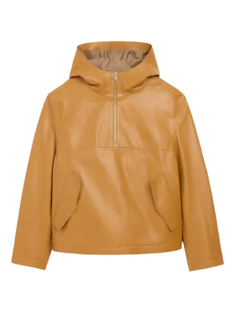 AMI Paris cow leather hooded jacket Brown E26HJK903LH0067